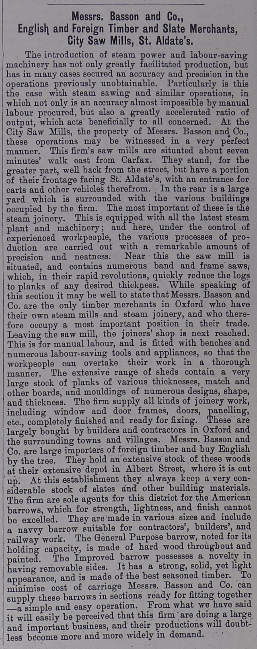 [Basson  Co City Sawmills St Aldates Views and Reviews of Oxford WT Pike  Co 1897]