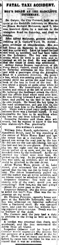 [Oxford Chronicle 21 October 1921]