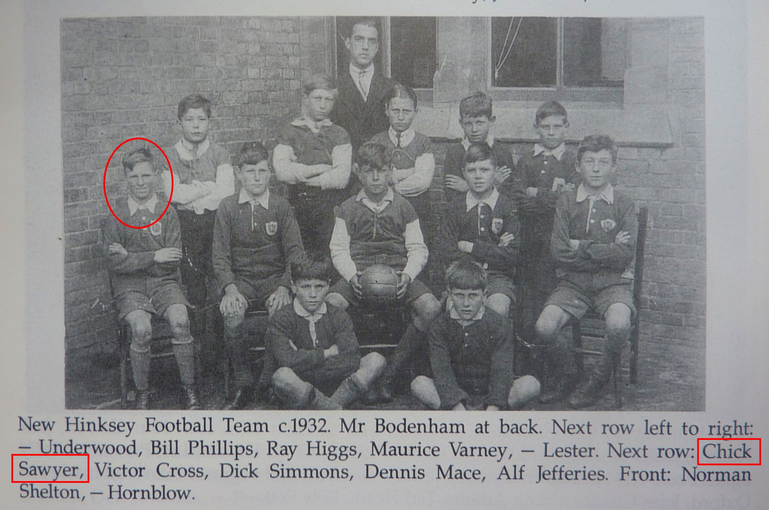 [SAWYER Chick, New Hinksey Football team c. 1932]